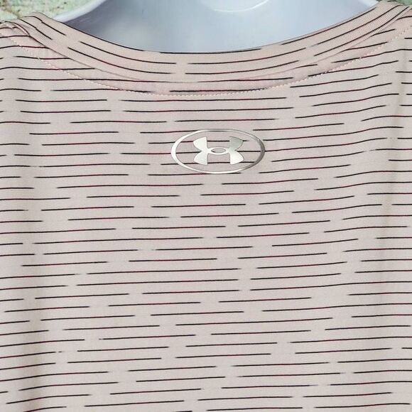 Under Armour Women’s HeatGear Striped Short Sleeve Tee White/Pink Size Large - Picture 6 of 7